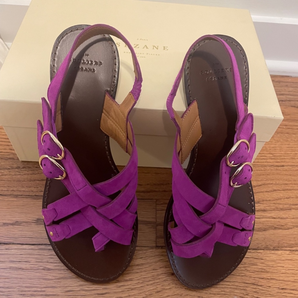 Sézane Marlie Low Sandals, NWT, Fushia - Picture 5 of 6